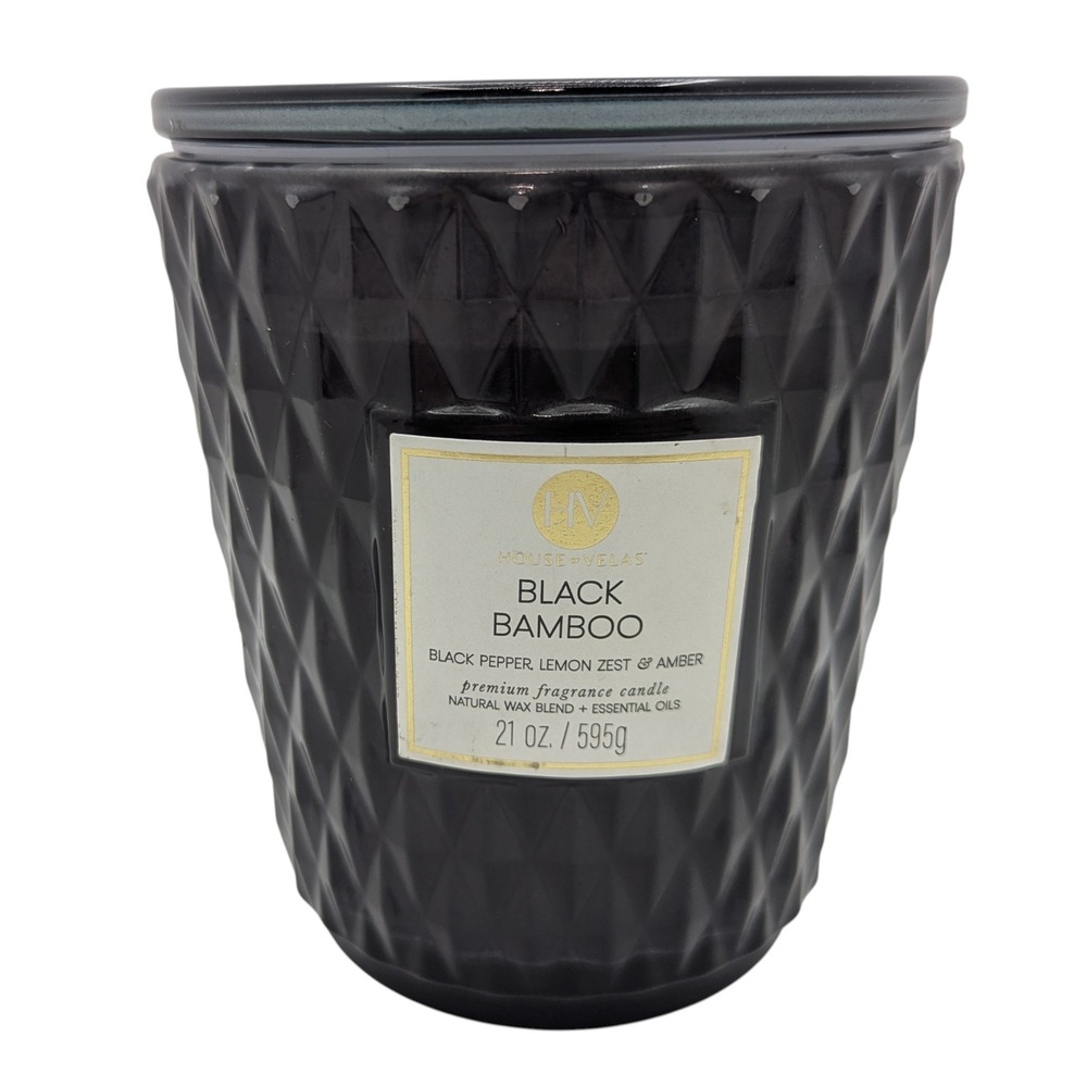 House of Velas Black Bamboo 3 Wick Scented Candle 21 oz Black Pepper Lemon Zest